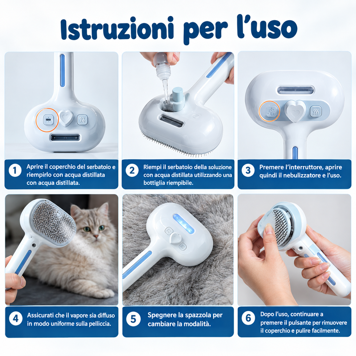 Spazzola: ComfyCat™ Spazzola Spray 4in1 a Vapore