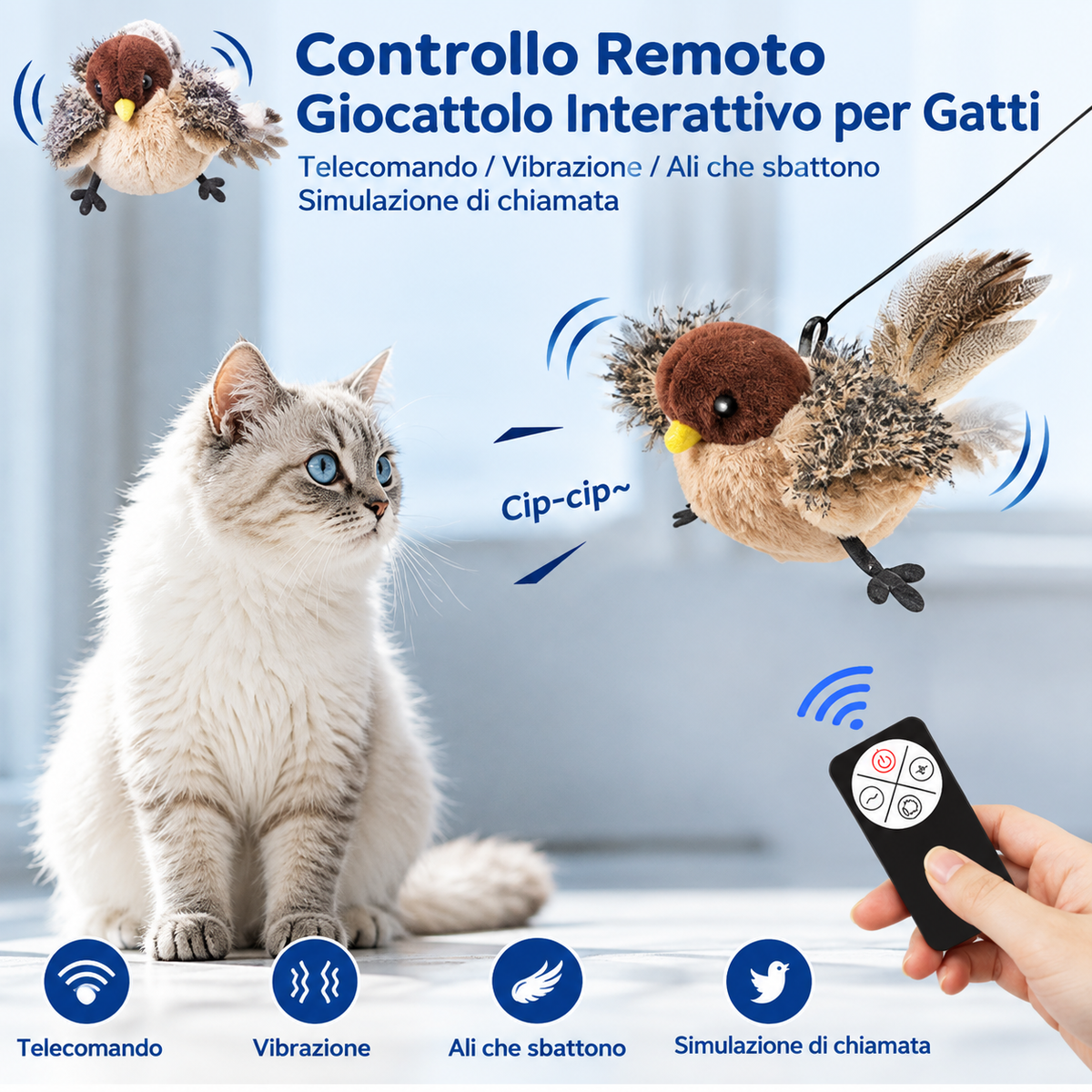 ComfyCat™ Uccellino Interattivo Vibrante