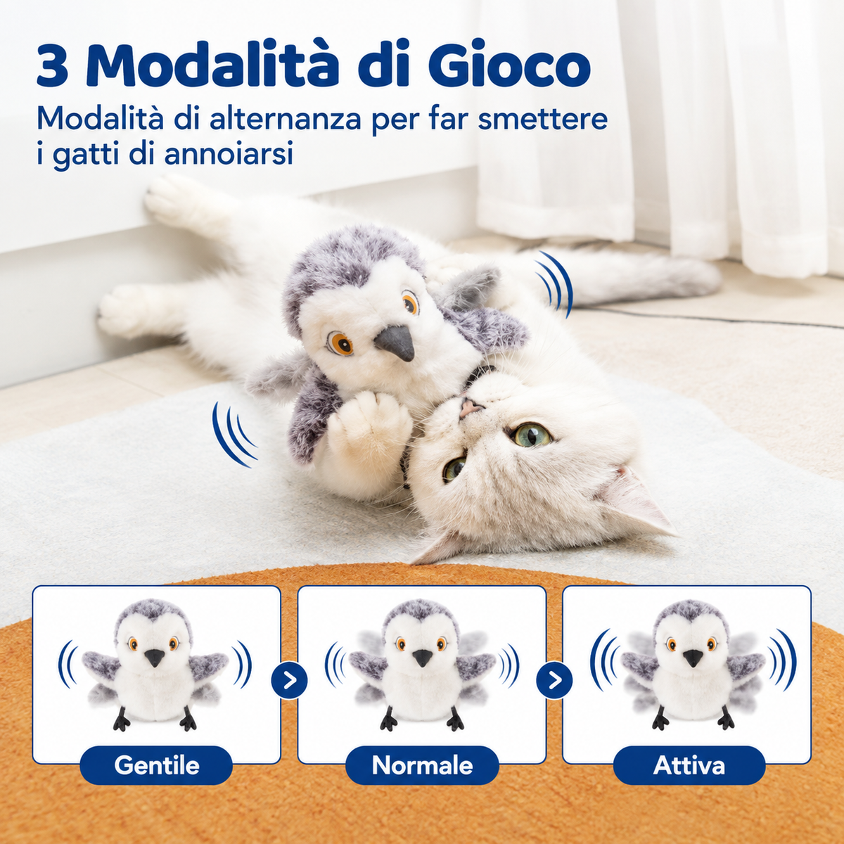 ComfyCat™ Uccellino Interattivo Vibrante
