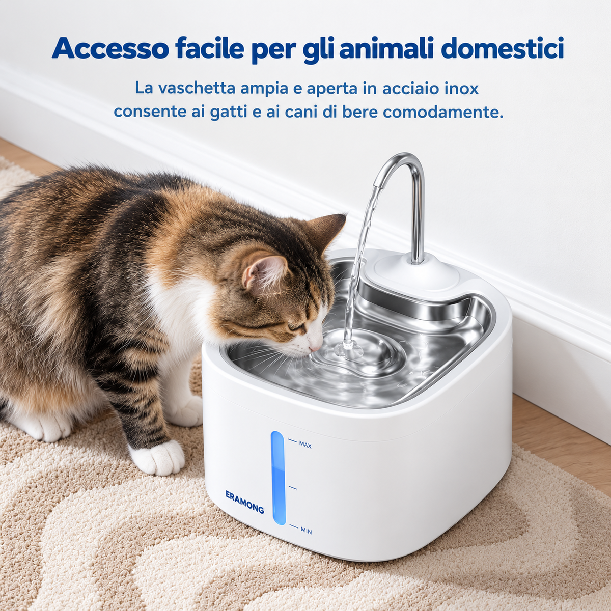 ComfyCat™ Fontanella Silenziosa in Acciaio