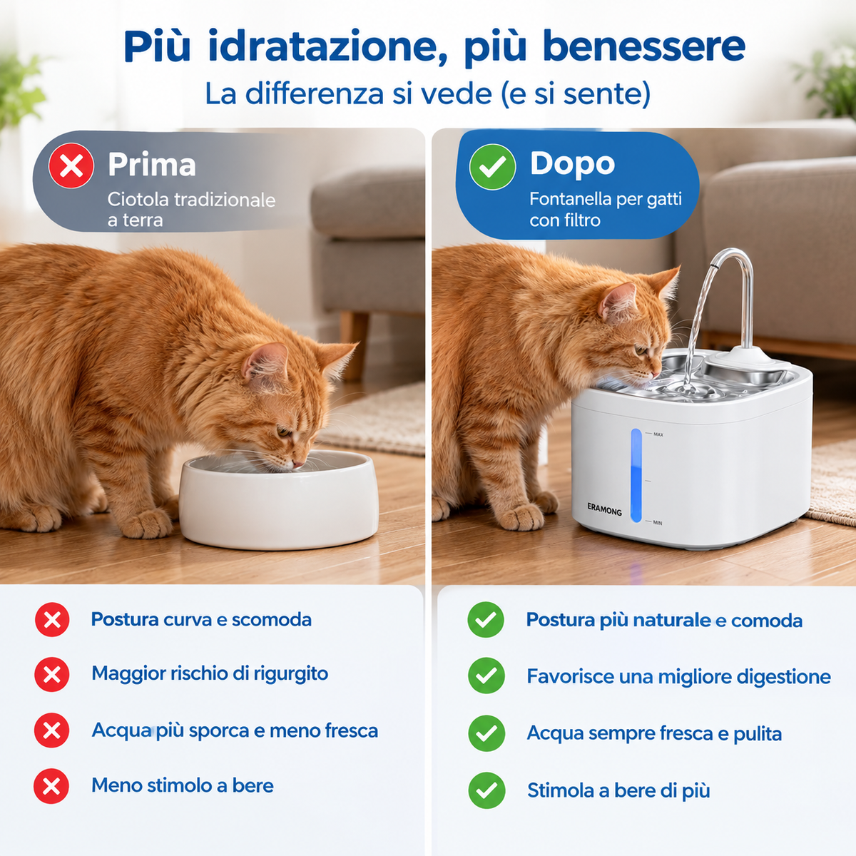 ComfyCat™ Fontanella Silenziosa in Acciaio