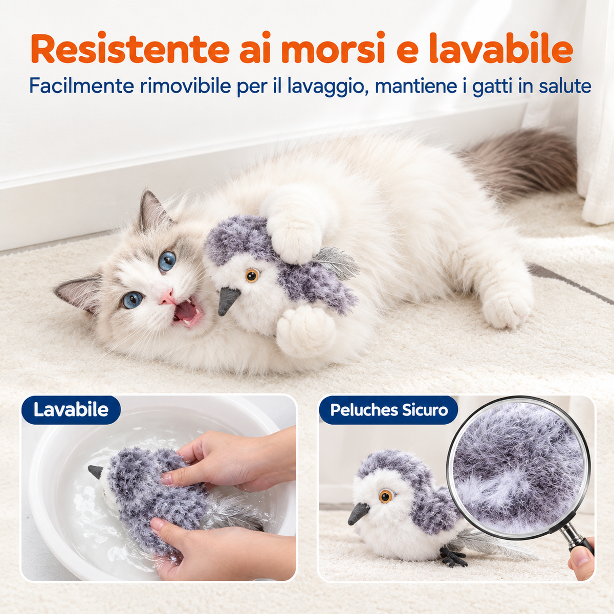ComfyCat™ Uccellino Interattivo Vibrante